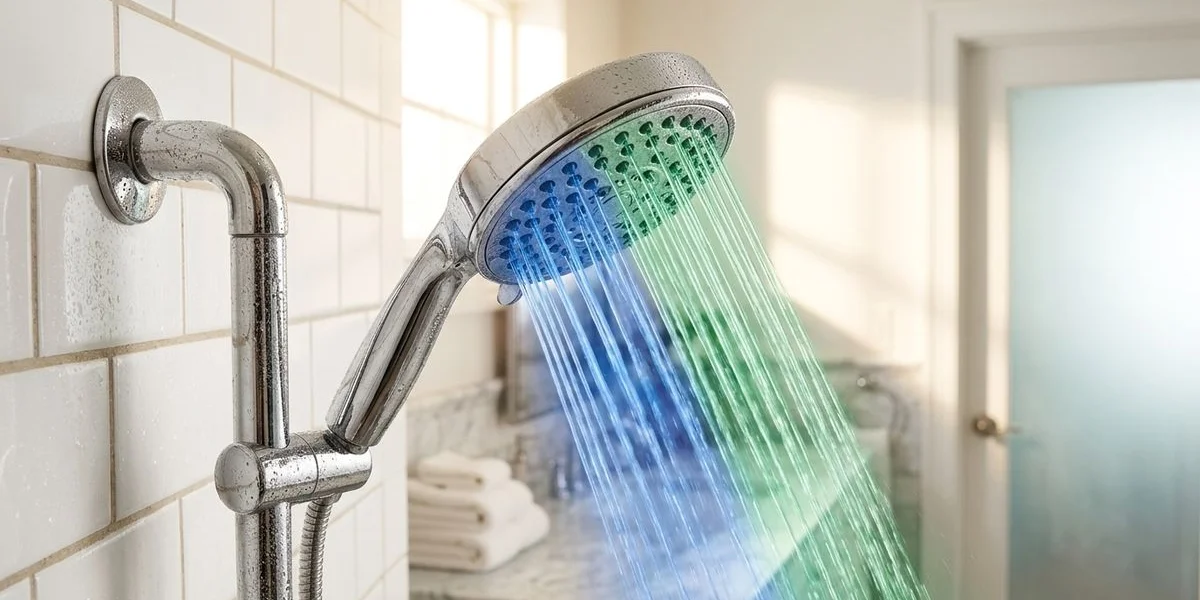 Cold water sandwich effect diagram showing temperature fluctuation in tankless water heater system